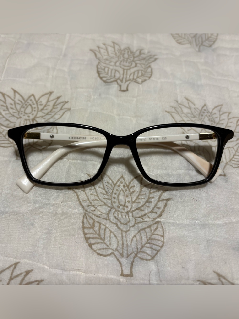 COACH Black Front White Temples Rectangular Women's Eyeglass Frames